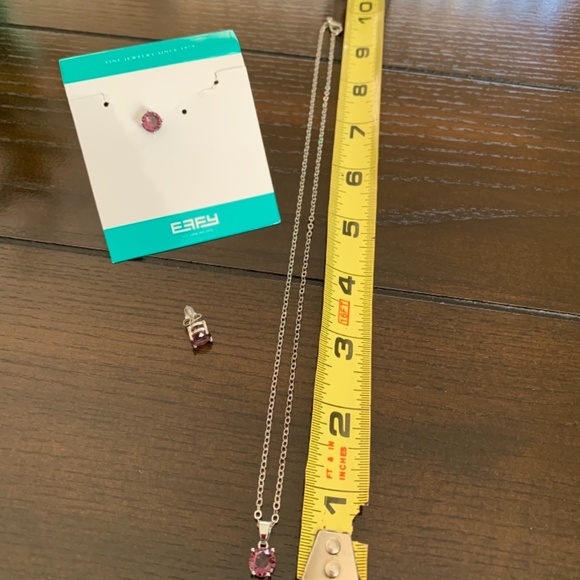 Effy Round Studded Sterling Silver Purple Earrings and 18” Chain Necklace Set - Picture 4 of 5